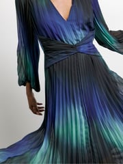 Joanna Hope Blue Asymmetic Pleated Dress - Image 4 of 4