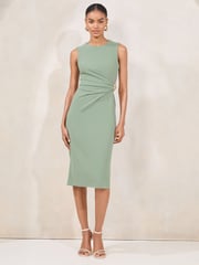 Lipsy Sage Green Sleeveless Hardware Detail Bodycon Midi Dress - Image 3 of 4