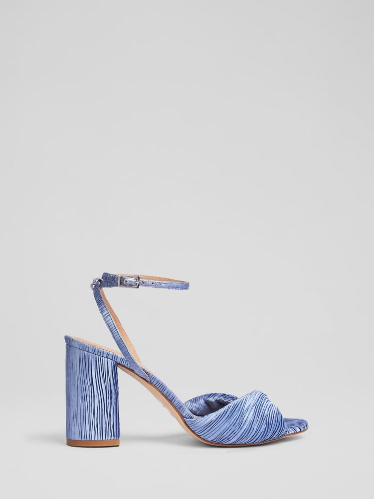 LK Bennett Blue Lilith Blue Fabric Twist Front Sandals - Image 1 of 4 LK Bennett Blue Lilith Blue Fabric Twist Front Sandals - Image 1 of 4