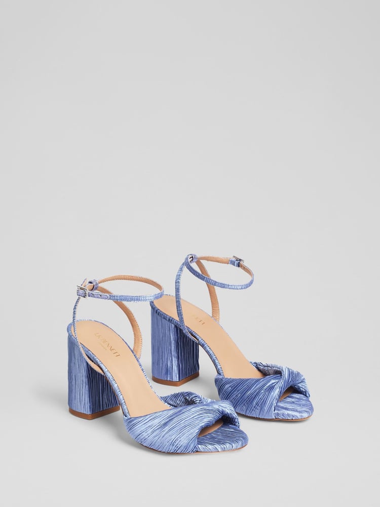 LK Bennett Blue Lilith Blue Fabric Twist Front Sandals - Image 2 of 4 LK Bennett Blue Lilith Blue Fabric Twist Front Sandals - Image 2 of 4