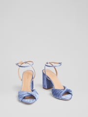 LK Bennett Blue Lilith Blue Fabric Twist Front Sandals - Image 3 of 4