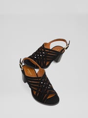 LK Bennett Black Kacey Suede Multi Strap Woven Sandals - Image 3 of 4