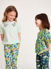 Monsoon Blue Stripe Floral 100% Cotton T-Shirts 2 Pack - Image 1 of 4