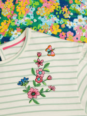 Monsoon Blue Stripe Floral 100% Cotton T-Shirts 2 Pack - Image 4 of 4