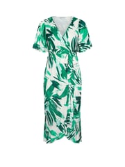 Yours Curve Ivory Botanical London Ruffle Wrap Dress - Image 5 of 5