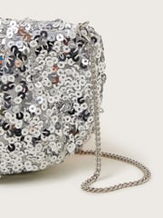Monsoon Silver Sequin Embellished Ruched Bag - Image 4 of 4
