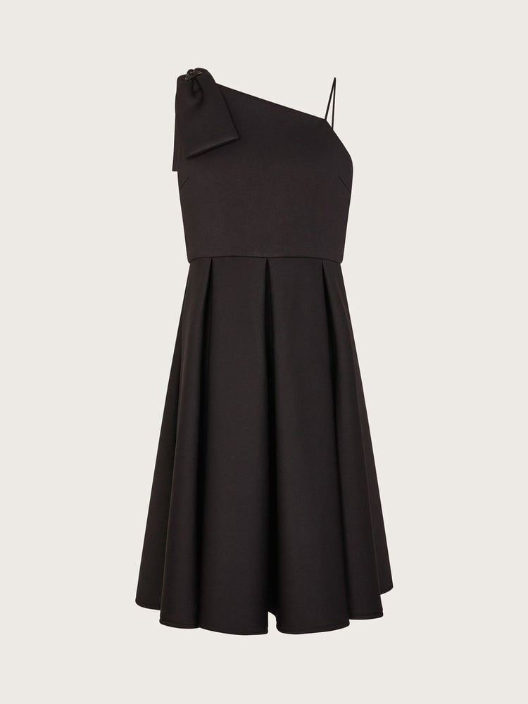 Monsoon Black Nina Asymmetrical Bow Strap Prom Dress - Image 1 of 3