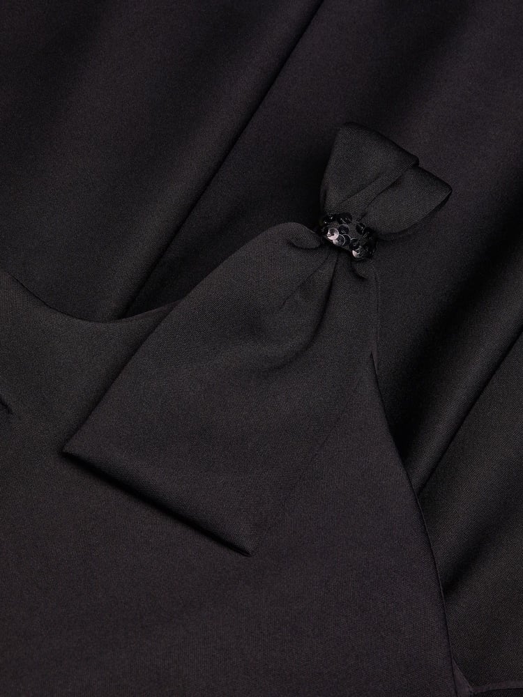 Monsoon Black Nina Asymmetrical Bow Strap Prom Dress - Image 3 of 3