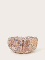 Monsoon Pink Sequin Embellished Ruched Bag - Image 1 of 4