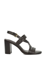 Dune London Brown Juneo Cross Strap High Block Heel Sandals - Image 2 of 6