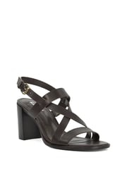 Dune London Brown Juneo Cross Strap High Block Heel Sandals - Image 3 of 6