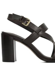 Dune London Brown Juneo Cross Strap High Block Heel Sandals - Image 6 of 6