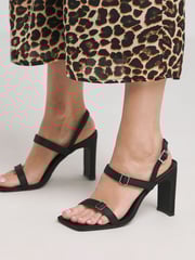 Simply Be Black Extra Wide Fit Barely There High Heel Sandals - Image 1 of 4