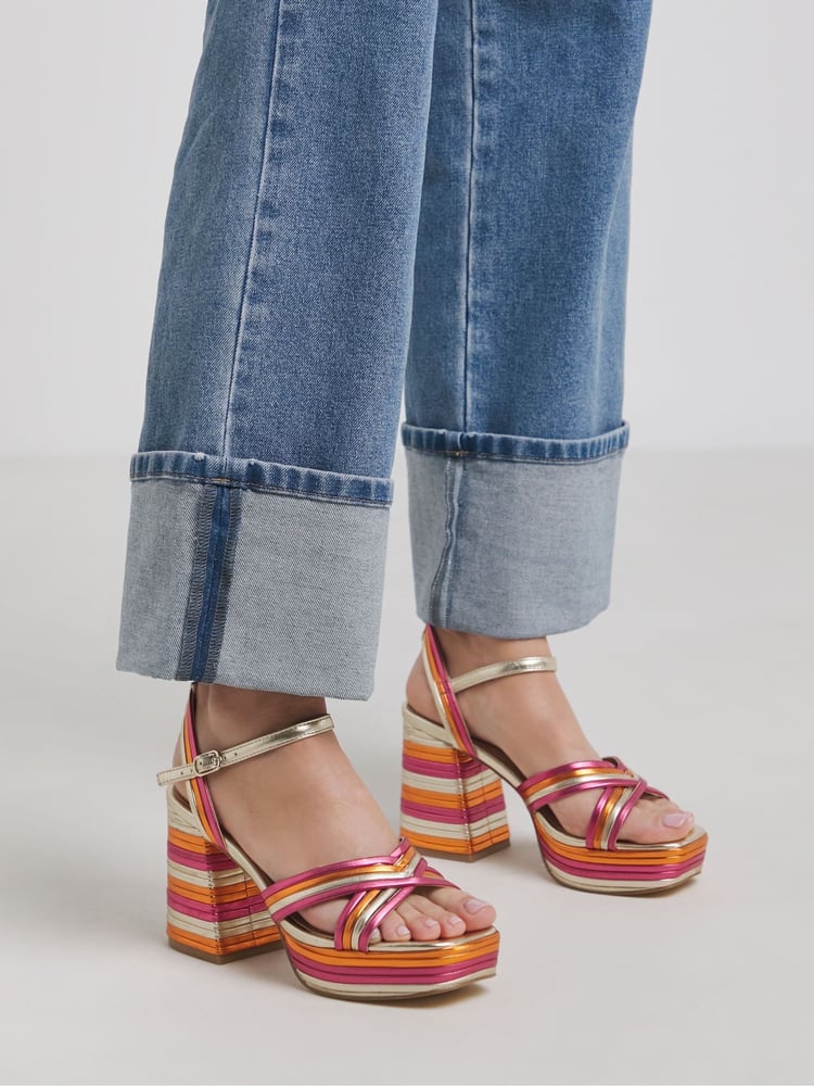 Simply Be Pink Extra Wide Fit Multi Strap Platform Heels - Image 2 of 4 Simply Be Pink Extra Wide Fit Multi Strap Platform Heels - Image 2 of 4