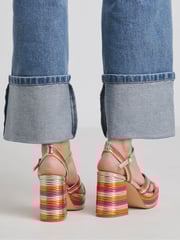 Simply Be Pink Extra Wide Fit Multi Strap Platform Heels - Image 3 of 4