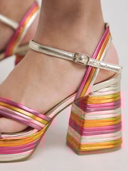Simply Be Pink Extra Wide Fit Multi Strap Platform Heels - Image 4 of 4