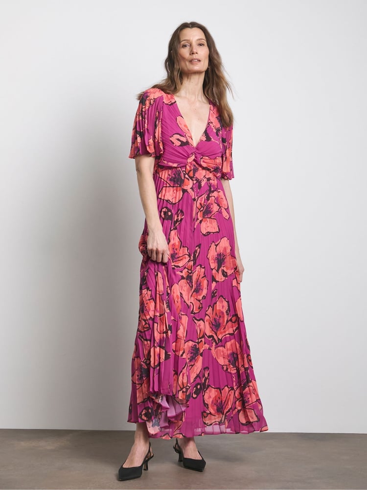 Joanna Hope Pleated Empire Black Dress - Image 1 of 4