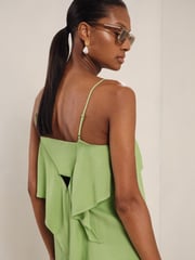 Reiss Green Alba Ruffle-Detail Midi Dress - Image 3 of 5