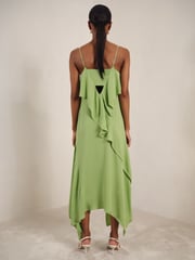 Reiss Green Alba Ruffle-Detail Midi Dress - Image 4 of 5