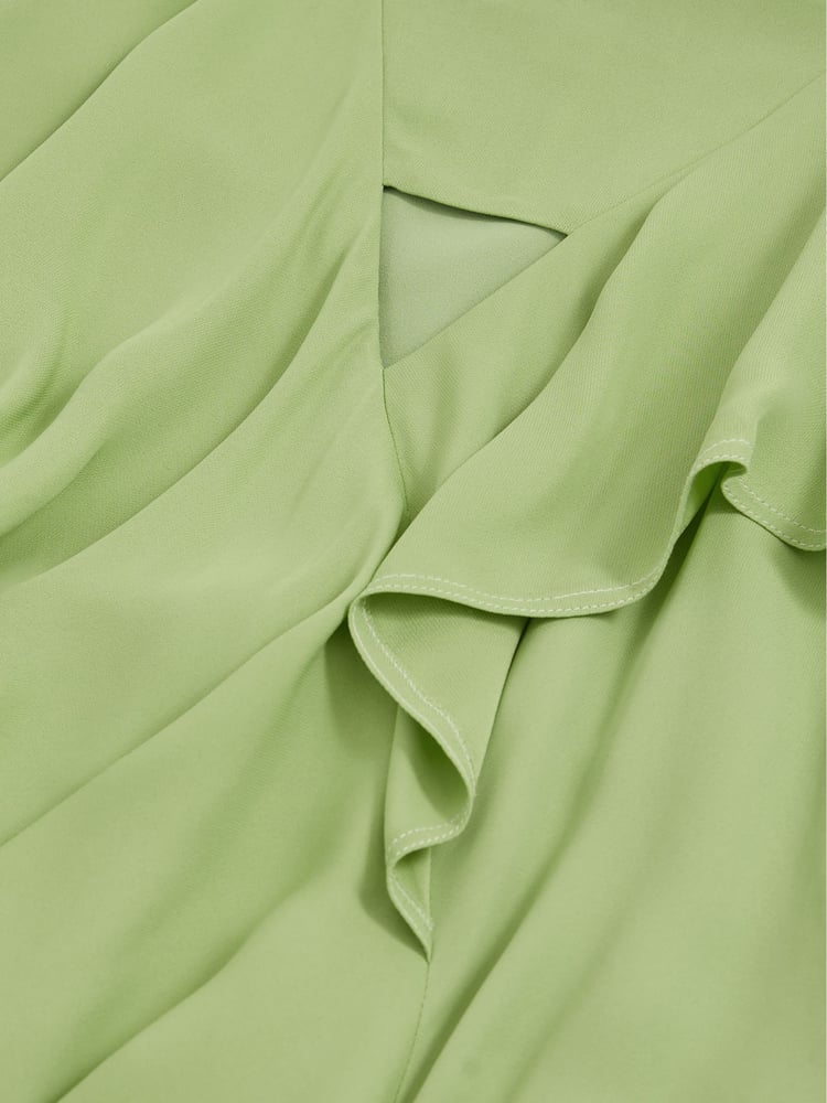 Reiss Green Alba Ruffle-Detail Midi Dress - Image 5 of 5
