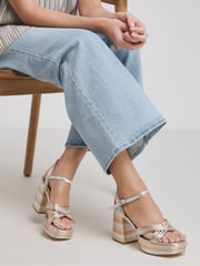 Simply Be Gold Wide Fit Wide Fit Multi Strap Platform Heels - Image 1 of 4