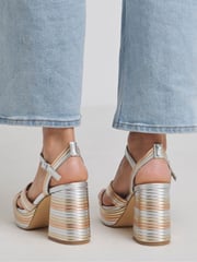 Simply Be Gold Wide Fit Wide Fit Multi Strap Platform Heels - Image 3 of 4