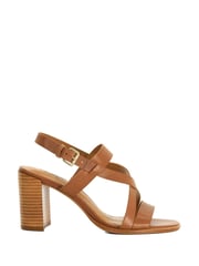 Dune London Brown Juneo Cross Strap High Block Heel Sandals - Image 2 of 6