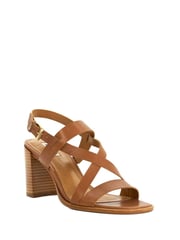 Dune London Brown Juneo Cross Strap High Block Heel Sandals - Image 3 of 6