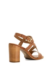 Dune London Brown Juneo Cross Strap High Block Heel Sandals - Image 4 of 6