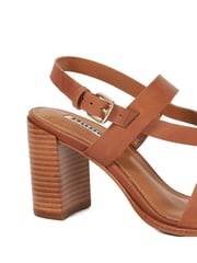 Dune London Brown Juneo Cross Strap High Block Heel Sandals - Image 6 of 6