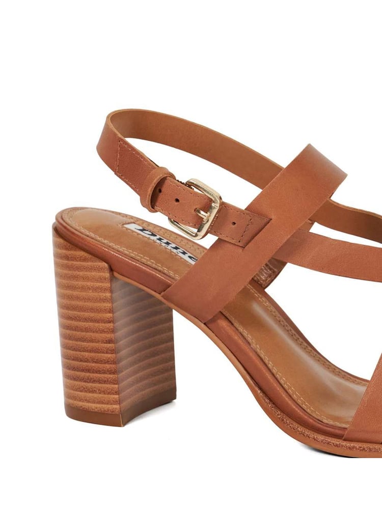 Dune London Brown Juneo Cross Strap High Block Heel Sandals - Image 6 of 6