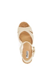 Dune London Cream Wide Fit Kelulu Cork Cross Wrap Wedge Sandals - Image 5 of 6