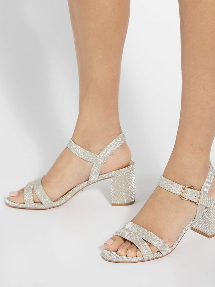 Dune London Gold Tone Wide Fit Merisa 2 Part Block Heel Sandals - Image 6 of 6