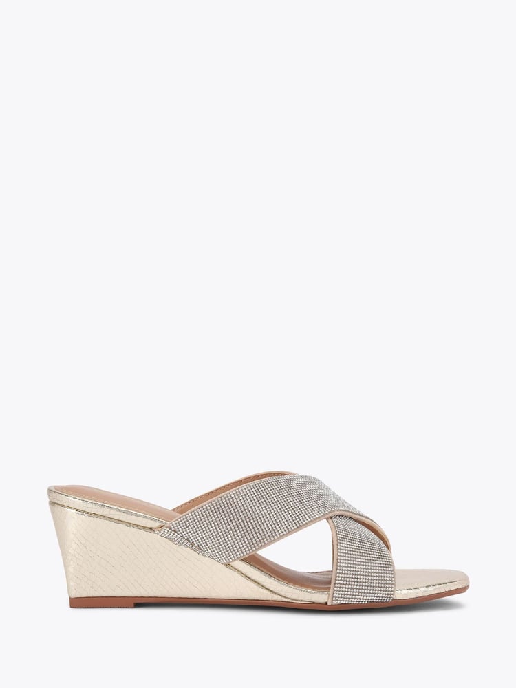 KG Kurt Geiger Gold Avril Gem Sandals - Image 1 of 4