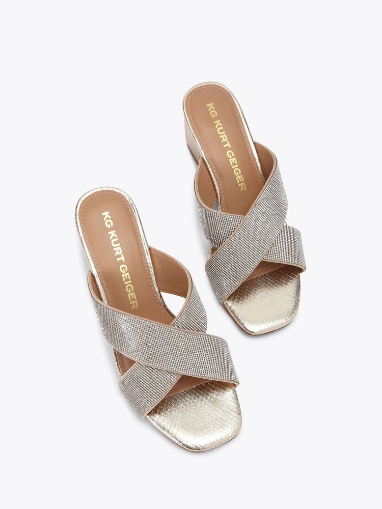 KG Kurt Geiger Gold Avril Gem Sandals - Image 2 of 4