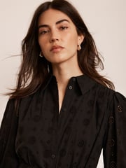 Mint Velvet Black Broderie 100% Cotton Midi Dress - Image 6 of 8