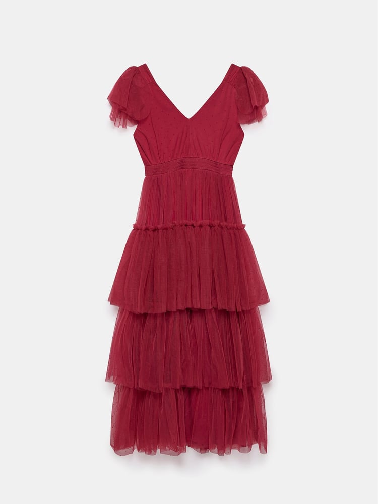 Mint Velvet Red Tulle Ruffle Maxi Dress - Image 8 of 8 Mint Velvet Red Tulle Ruffle Maxi Dress - Image 8 of 8