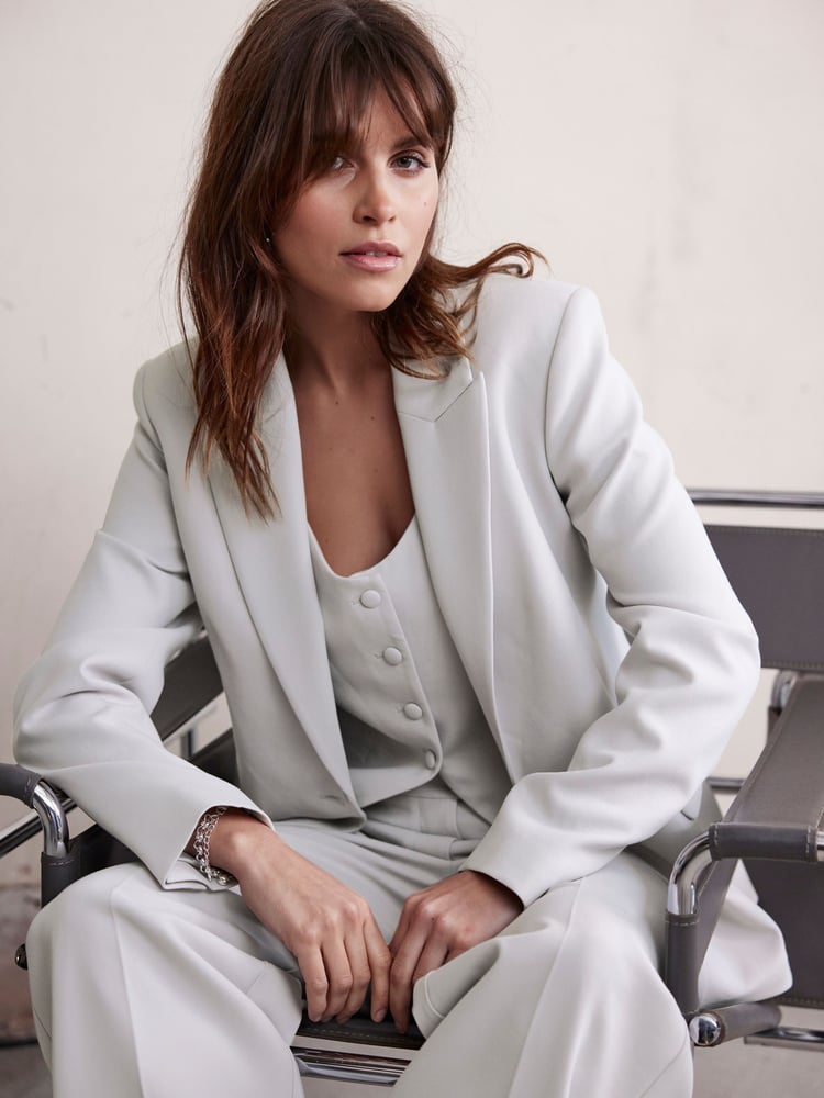 Mint Velvet Grey Tuxedo Blazer - Image 1 of 8