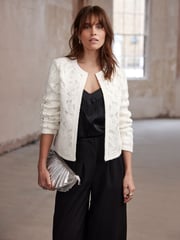 Mint Velvet White Lace Knit Jacket - Image 3 of 8