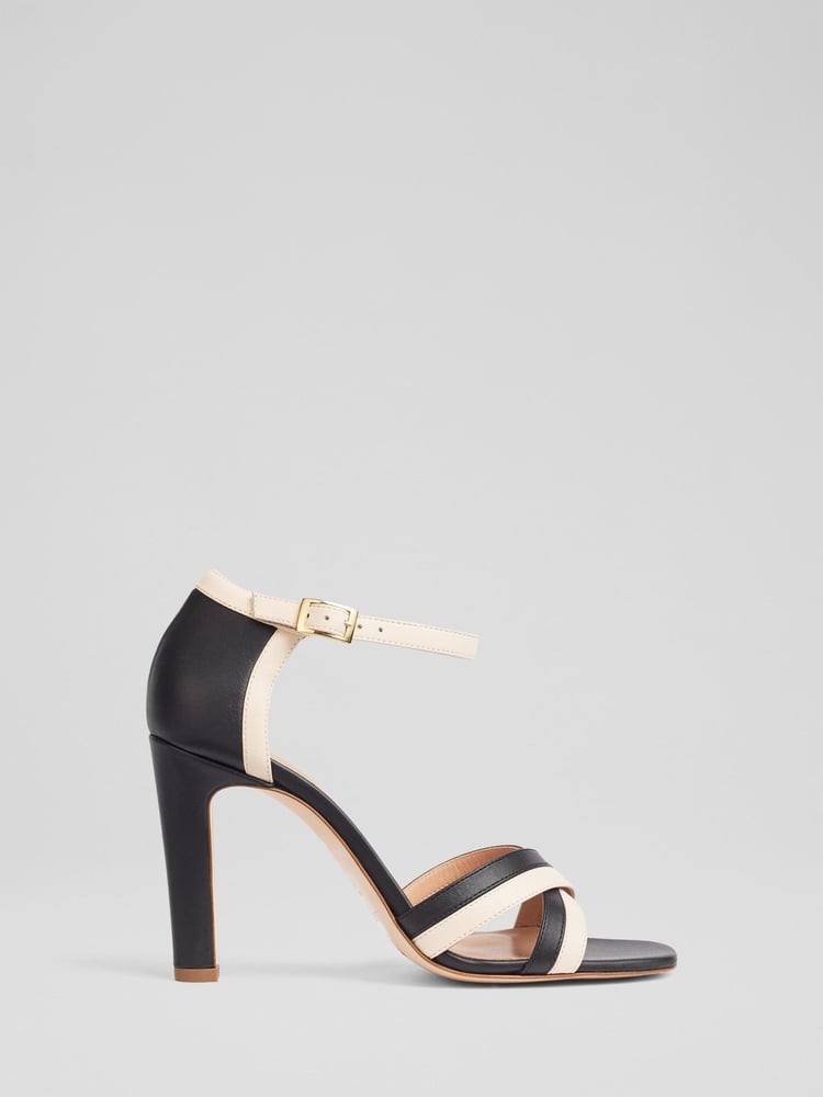 LK Bennett Black Nappa Leather Colour Block Sandals - Image 1 of 4