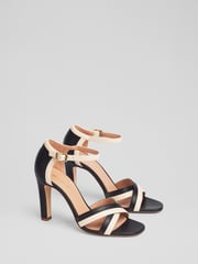 LK Bennett Black Nappa Leather Colour Block Sandals - Image 2 of 4