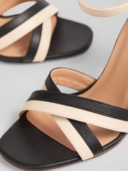 LK Bennett Black Nappa Leather Colour Block Sandals - Image 4 of 4