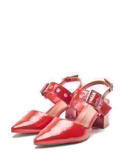 Moda in Pelle Red Eurya Pointed Toe Block Heel Slingback Shoes With Buckle Detail - Image 2 of 4