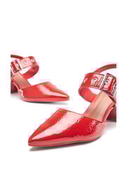 Moda in Pelle Red Eurya Pointed Toe Block Heel Slingback Shoes With Buckle Detail - Image 4 of 4