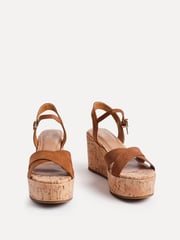 Linzi Brown Vivid Cork Wedge Sandals With Crossover Straps - Image 3 of 5