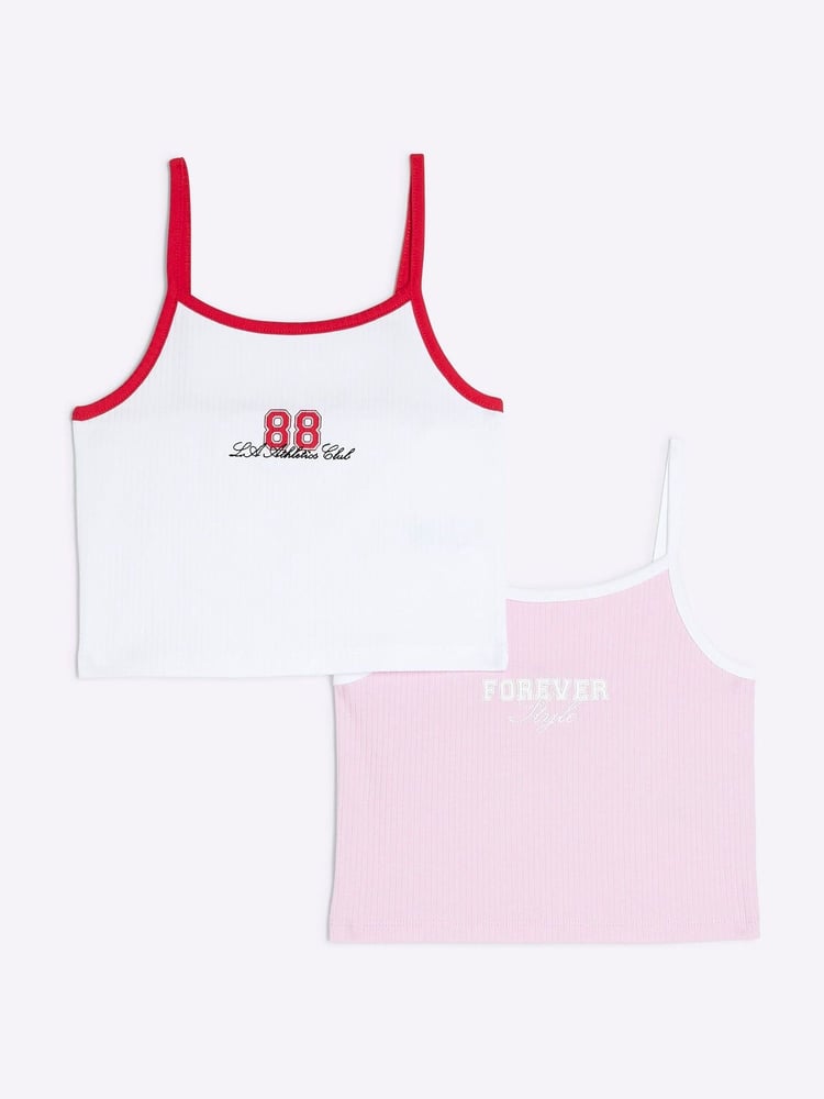 River Island Red Girls Tank Tops 2 Pack - Image 1 of 4