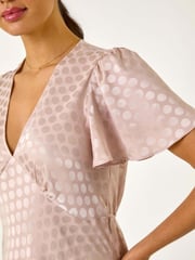 Roman Natural Satin Spot Print Midi Dress - Image 5 of 5