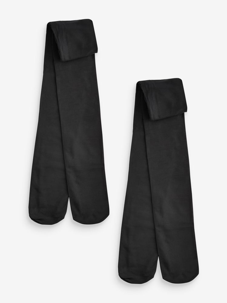 Black Longer Length 80 Denier School Tights 2 Pack - Image 1 of 2