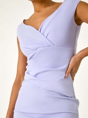 Roman Purple Bardot Wrap Front Dress - Image 5 of 5