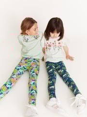 Monsoon Blue Unicorn Floral Print Leggings 2 Pack - Image 1 of 4